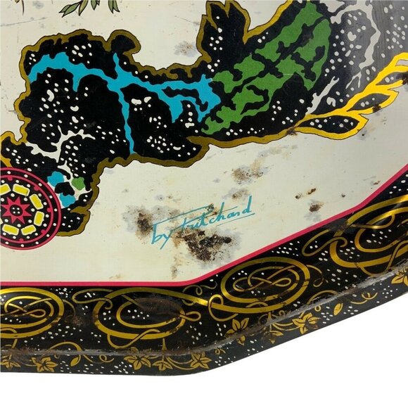 Daher Decorated Ware Metal Tray Floral Fruit Design Vintage Made In England - Picture 3 of 6